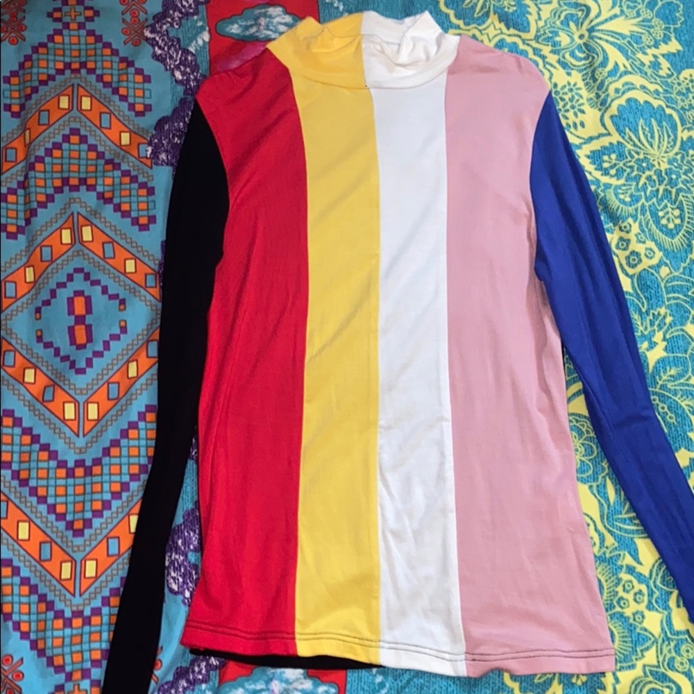 Multicolored turtle neck